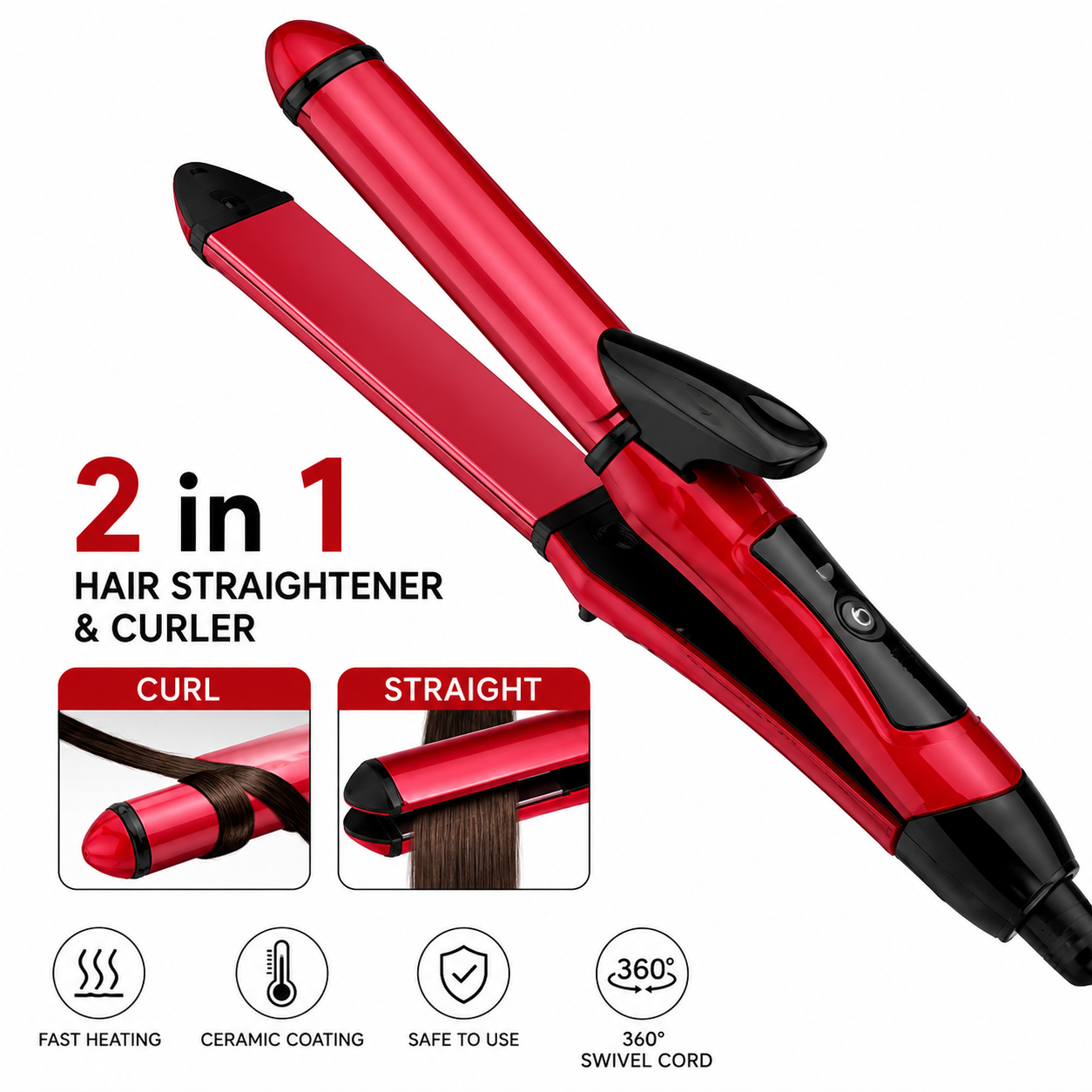 Nova 2-in-1 Hair Straightener & Curler